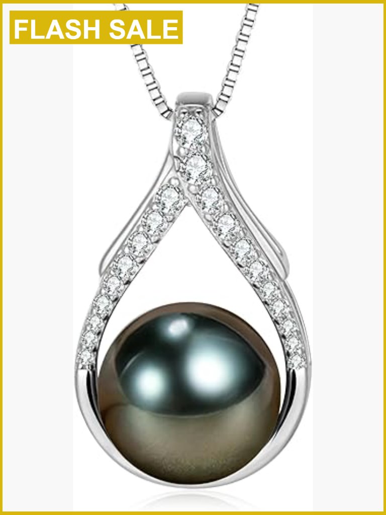 Tahitian Cultured Pearl Pendant Necklace 18 Inch Sterling Silver